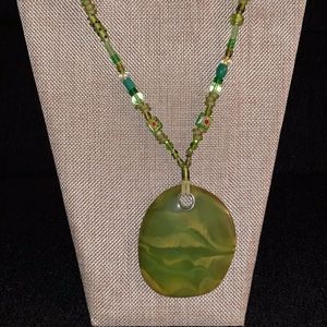 Green stone necklace & bracelet set